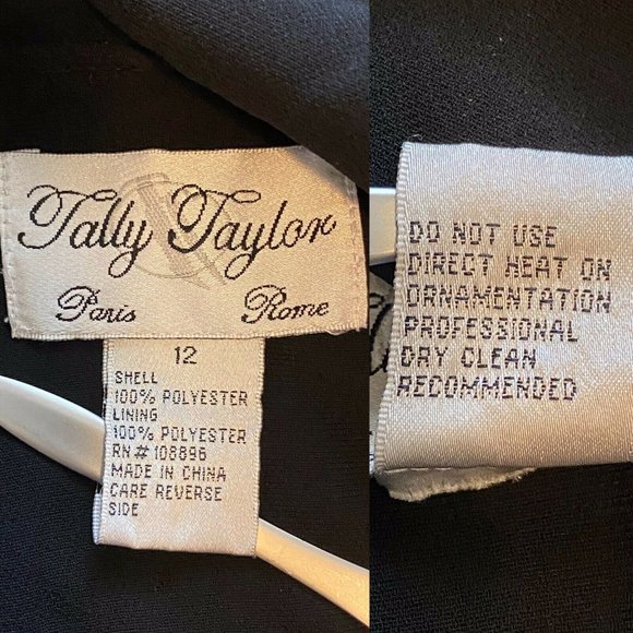 Tally Taylor Two Piece Blazer and Top Set Fully Lined Black Womens Size 12 - Picture 11 of 12